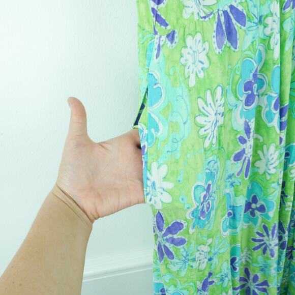 Jams World Large Ci Ci Dress Flower Pop Green Floral Retro Hawaiian Midi Beach - Picture 9 of 9